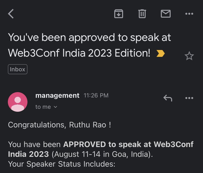 Speaker - Web3 Conference India (CFP Accepted)